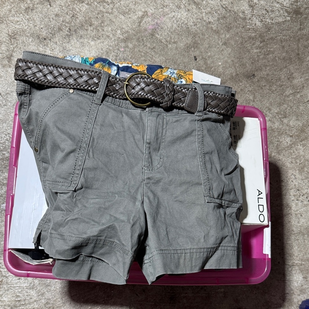 Maurice’s Women’s Gray Utility Shorts with Braided Belt